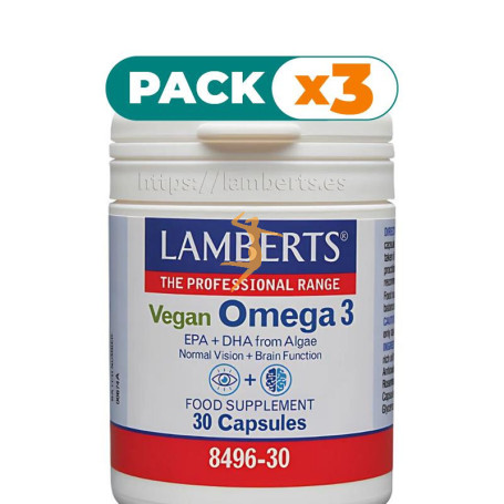 Pack 3x OMEGA 3 VEGANO 30 CÁPSULAS LAMBERTS