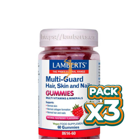 Pack 3x MULTI-GUARD CABELLO, PIEL Y UÑAS 60 GOMINOLAS LAMBERTS