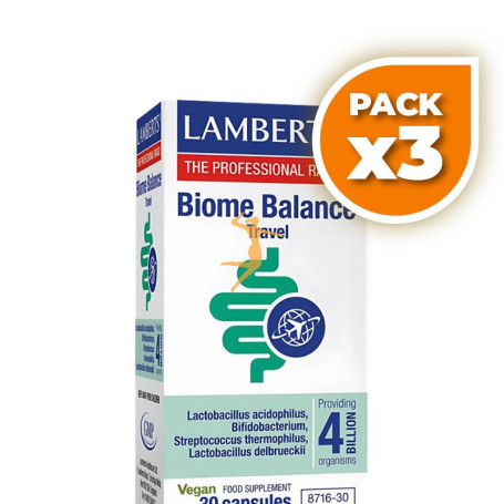 Pack 3x BIOME BALANCE TRAVEL (VIAJES) 30 CÁPSULAS LAMBERTS