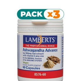 Pack 3x ASHWAGANDHA ADVANCE 60 CAPSULAS LAMBERTS