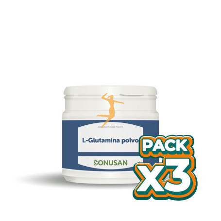 Pack 3x L-GLUTAMINA POLVO 200Gr. BONUSAN