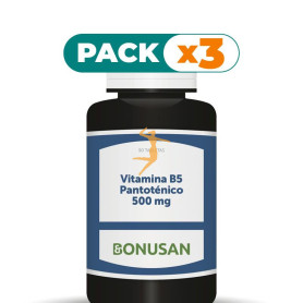 Pack 3x VITAMINA B5 PANTOTENICO 500Mg. 90 TABLETAS BONUSAN