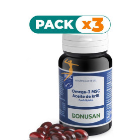 Pack 3x OMEGA 3 MSC KRILL 60 CÁPSULAS BONUSAN