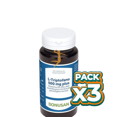 Pack 3x L-TRIPTÓFANO 500 MG PLUS 60 CÁPSULAS BONUSAN