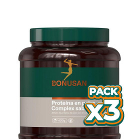 Pack 3x PROTEÍNA EN POLVO COMPLEX SABOR NEUTRO 400G BONUSAN