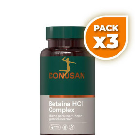 Pack 3x BETAÍNA HCL COMPLEX 120 CÁPSULAS BONUSAN
