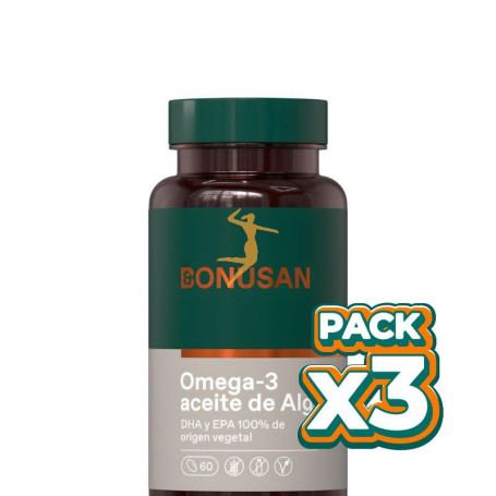Pack 3x OMEGA 3 ACEITE DE ALGAS 60 PERLAS BONUSAN