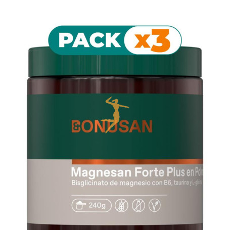 Pack 3x MAGNESAN FORTE PLUS EN POLVO 240G BONUSAN