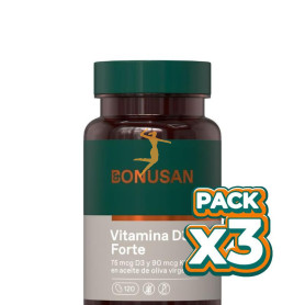 Pack 3x VITAMINA D3 & K2 FORTE 120 PERLAS BONUSAN
