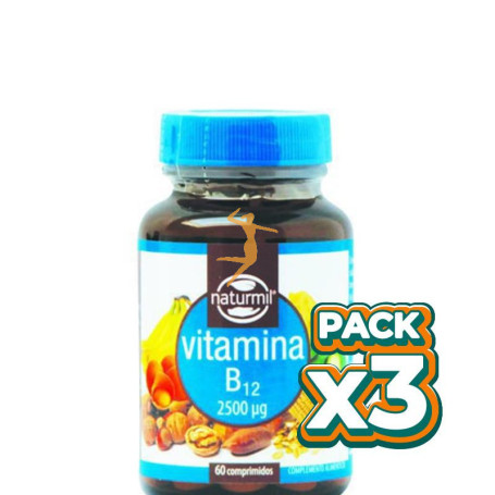 Pack 3x VITAMINA B12 2.500Mcg. 60 COMPRMIDOS NATURMIL