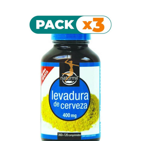 Pack 3x LEVADURA DE CERVEZA 400Mg. 360+120 COMPRIMIDOS NATURMIL