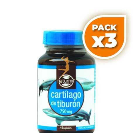 Pack 3x CARTÍLAGO DE TIBURÓN 750Mg. 45 CÁPSULAS NATURMIL
