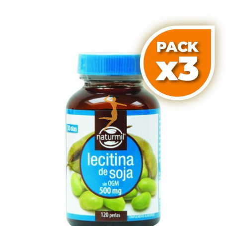 Pack 3x LECITINA DE SOJA 500Mg. 120 PERLAS NATURMIL