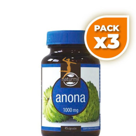 Pack 3x GRAVIOLA (ANONA) 1.000Mg. 45 CÁPSULAS NATURMIL