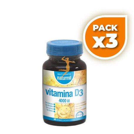 Pack 3x VITAMINA D3 4.000UI. 60 CÁPSULAS NATURMIL