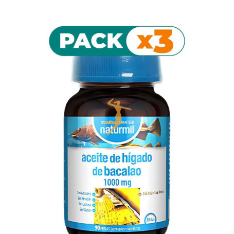 Pack 3x ACEITE DE HÍGADO DE BACALAO 1000MG 90 PERLAS NATURMIL