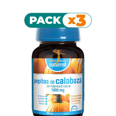 Pack 3x CALABAZA (Pepitas) 1000MG 90 PERLAS NATURMIL