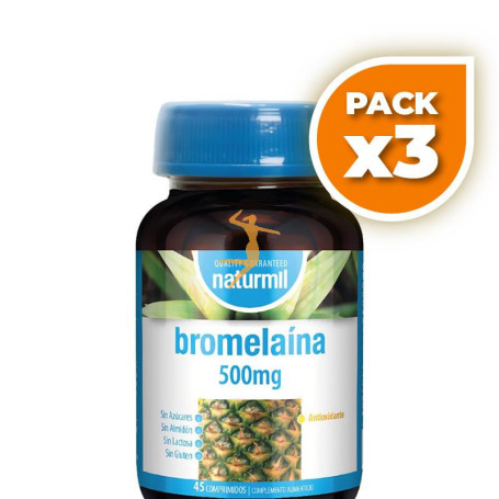 Pack 3x BROMELAINA 500MG 45 COMPRIMIDOS NATURMIL