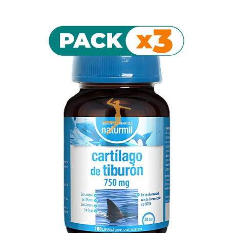 Pack 3x CARTILAGO DE TIBURÓN 750MG 180 CÁPSULAS NATURMIL