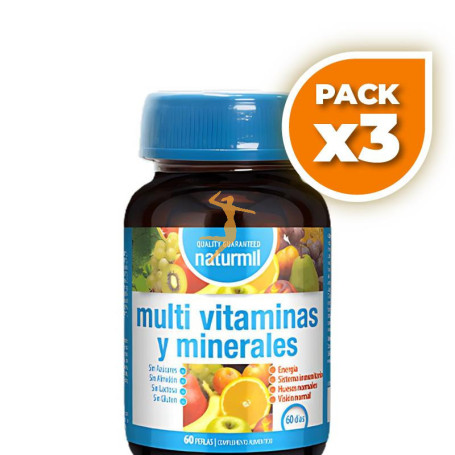 Pack 3x MULTIVITAMINAS & MINERALES 60 PERLAS NATURMIL