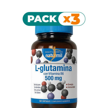 Pack 3x L-GLUTAMINA 500MG 60 CAPSULAS NATURMIL