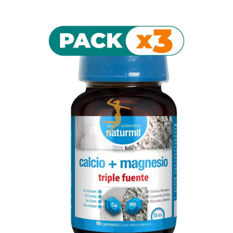 Pack 3x CALCIO + MAGNESIO TRIPLE FUENTE 90 COMPRIMIDOS NATURMIL