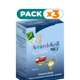 Pack 3x ACEITE DE KRILL NIÑOS 60 PERLAS 300Mg. CIENPORCIEN NATURAL