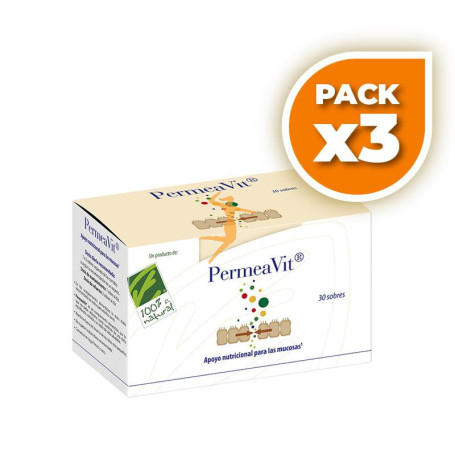 Pack 3x PERMEAVIT 30 SOBRES CIENPORCIEN NATURAL