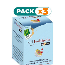 Pack 3x KRILL FOSFOLÍPIDOS PL+DHA 90 PERLAS 100% NATURAL