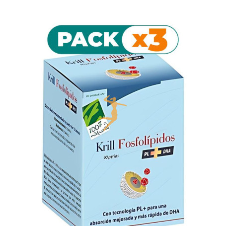 Pack 3x KRILL FOSFOLÍPIDOS PL+DHA 90 PERLAS 100% NATURAL
