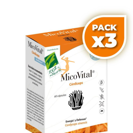 Pack 3x MICOVITAL CORDICEPS 60 CAPSULAS 100% NATURAL
