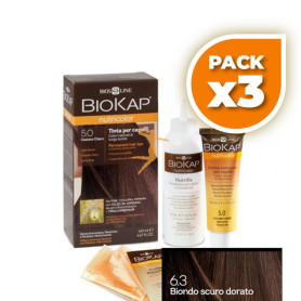Pack 3x TINTE NUTRICOLOR 6.3 RUBIO DORADO OSCURO 140Ml. BIOKAP
