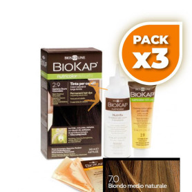 Pack 3x TINTE DELICATO 7.0 RUBIO MEDIO NATURAL 140Ml. BIOKAP