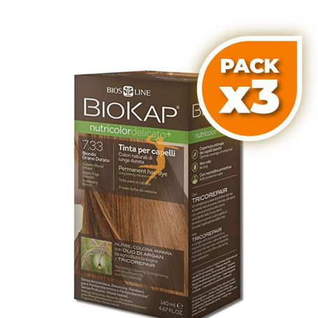 Pack 3x TINTE NUTRICOLOR DELICATO 7.33 RUBIO TRIGO DORADO 140Ml. BIOKAP