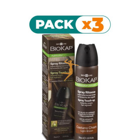Pack 3x SPRAY TOUCH-UP CASTAÑO CLARO 75Ml. BIOKAP