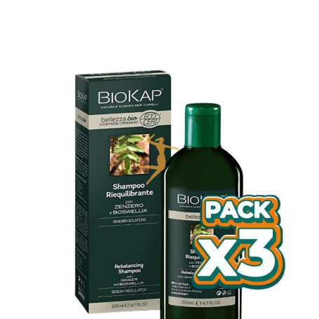 Pack 3x CHAMPU BIO REBALANCING (REEQUILIB) COSMOS ECOCERT 200ML BIOKAP