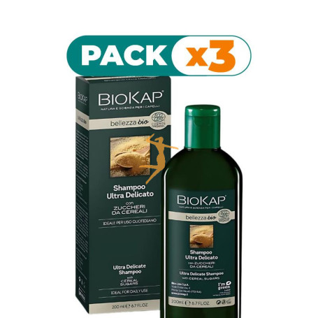 Pack 3x CHAMPU BIO ULTRA MILD (ULTRA DELIC) COSMOS ECOCERT 200ML BIOKAP