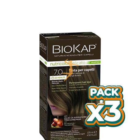 Pack 3x RAPID DELICATO 7.00 RUBIO MEDIO NATURAL 135ML BIOKAP