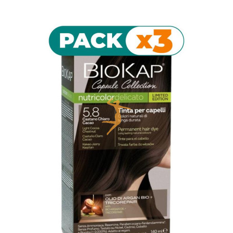 Pack 3x DELICATO 5.8 CASTAÑO CLARO CACAO EDICIÓN LIMITADA 140ML BIOKAP