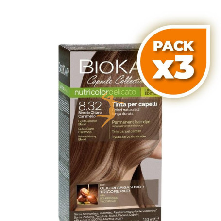 Pack 3x DELICATO 8.32 RUBIO CLARO CARAMELO EDICIÓN LIMITADA 140ML BIOKAP