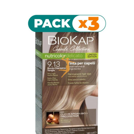 Pack 3x DELICATO 9.13 RUBIO VAINILLA MUY CLARO ED. LIMITADA 140ML BIOKAP