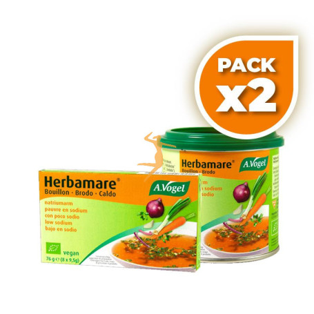 Pack 2x HERBAMARE CALDO VEGETAL BAJO EN SODIO 200Gr. A. VOGEL (BIOFORCE)