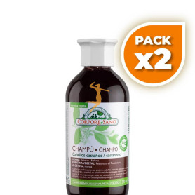 Pack 2x CHAMPÚ HENNA CABELLO CASTAÑO 300Ml. CORPORE SANO
