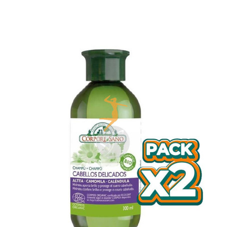 Pack 2x CHAMPÚ CABELLOS DELICADOS COSMOS ORGANIC 300Ml. CORPORE SANO