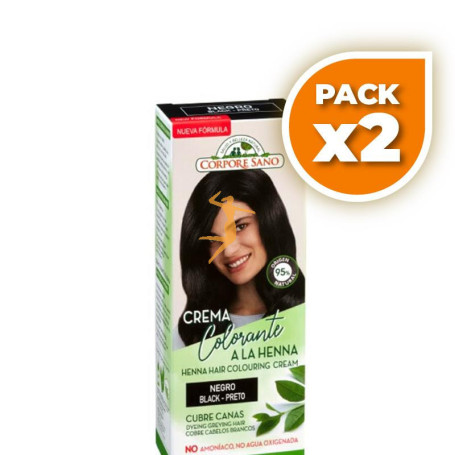 Pack 2x CREMA COLORANTE HENNA NEGRO 80Ml. CORPORE SANO