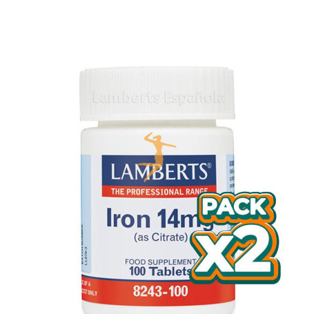 Pack 2x HIERRO 14Mg. (COMO CITRATO) LAMBERTS