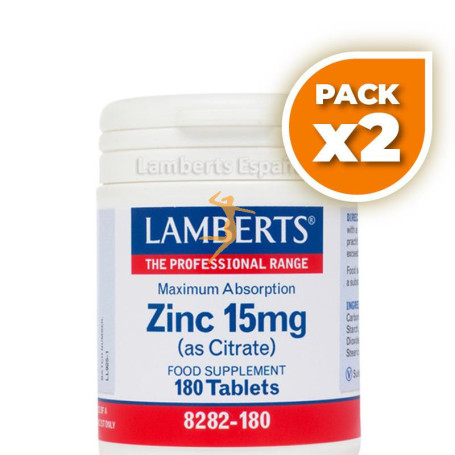 Pack 2x ZINC 15Mg. (COMO CITRATO) LAMBERTS