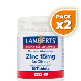 Pack 2x ZINC 15Mg. (COMO CITRATO) 90 TABLETAS LAMBERTS