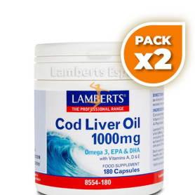 Pack 2x ACEITE DE HÍGADO DE BACALAO 1000Mg. LAMBERTS