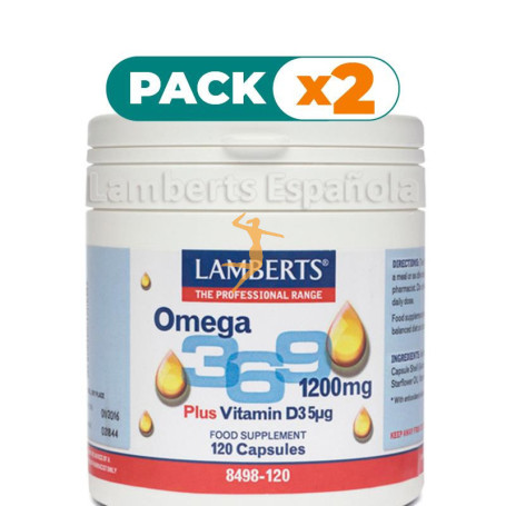 Pack 2x OMEGA 3, 6, 9 MÁS VITAMINA D3 LAMBERTS